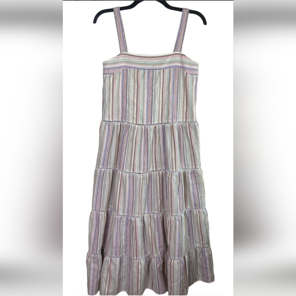 Tart Linen Striped Multicolor Maxi Dress Small NWOT